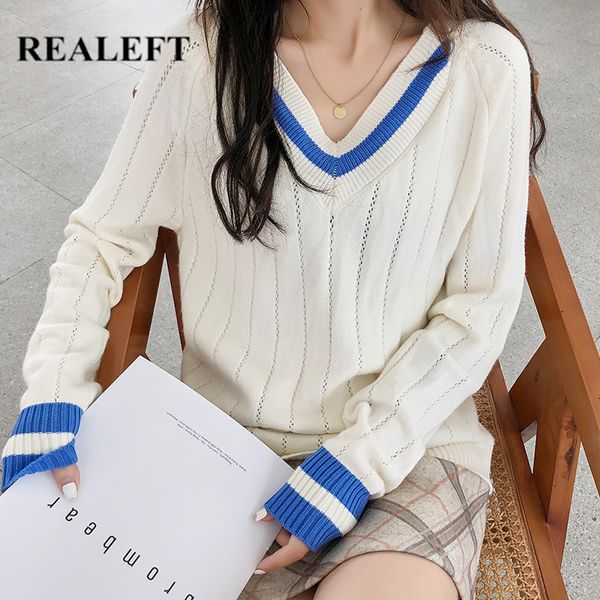 realeft women's pullover sweaters autumn winter warm fashionable preppy solid v-neck long sleeve 2019 new arrival white, White;black
realeft women's pullover sweaters autumn winter warm fashionable preppy solid v-neck long sleeve 2019 new arrival white, White;black