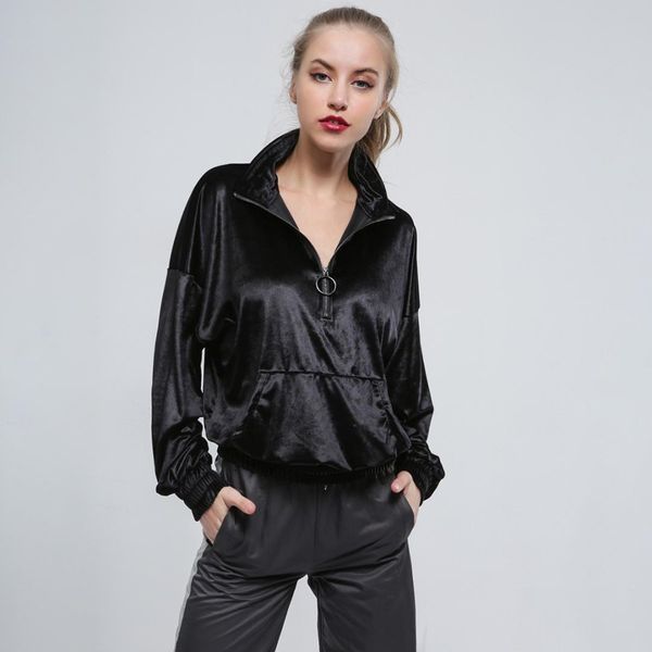 dropship 2018 new women autumn black velour hoodies loose casual big pockets sweatshirt stand collar long sleeve pullovers
dropship 2018 new women autumn black velour hoodies loose casual big pockets sweatshirt stand collar long sleeve pullovers