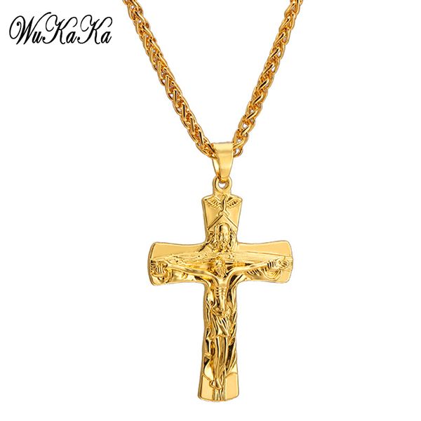 wukaka gold/steel/black cross jesus pendant necklace religious crucifix men chain christian jewelry holiday gifts man jewelry, Silver
wukaka gold/steel/black cross jesus pendant necklace religious crucifix men chain christian jewelry holiday gifts man jewelry, Silver
