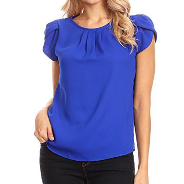 women chiffon solid pure basic soft short sleeve button shirt blouse clothes shirt summer clothes soft, White
women chiffon solid pure basic soft short sleeve button shirt blouse clothes shirt summer clothes soft, White