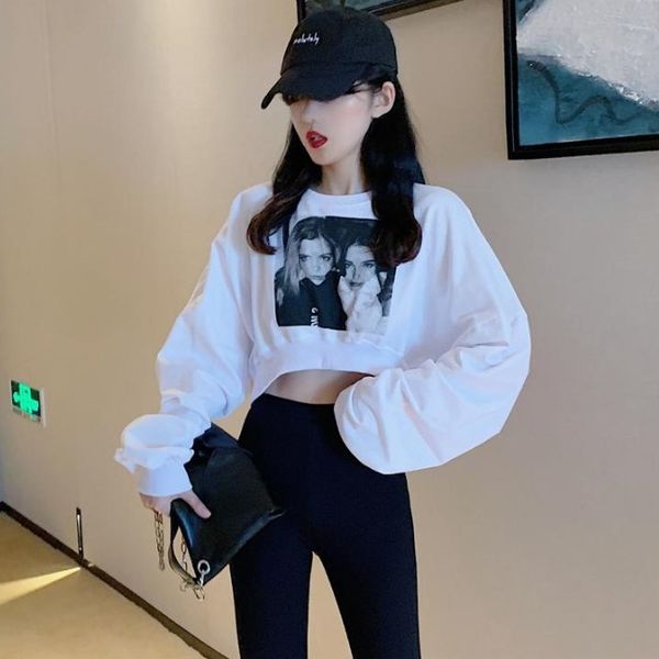 fall 2019 new short character printed long sleeve guard korean version round neck loose slim women's wear, Black
fall 2019 new short character printed long sleeve guard korean version round neck loose slim women's wear, Black