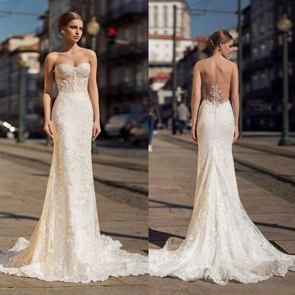 ricca sposa mermaid wedding dresses strapless backless sweep train bridal gowns lace appliqued custom made wedding dress, White
ricca sposa mermaid wedding dresses strapless backless sweep train bridal gowns lace appliqued custom made wedding dress, White