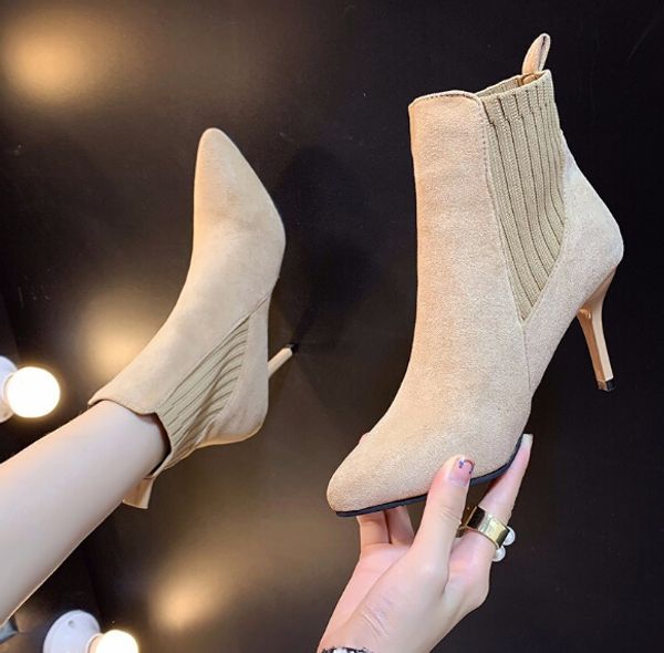 women's fashion boots 2020 winter new pointed stiletto elastic cloth korean version of the short boots wild was thin boots, Black
women's fashion boots 2020 winter new pointed stiletto elastic cloth korean version of the short boots wild was thin boots, Black
