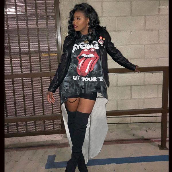 dresses summer fashion ripped short sleeve dresses rock ladies hi-lo party dress designer printed big tongue, White;black
dresses summer fashion ripped short sleeve dresses rock ladies hi-lo party dress designer printed big tongue, White;black
