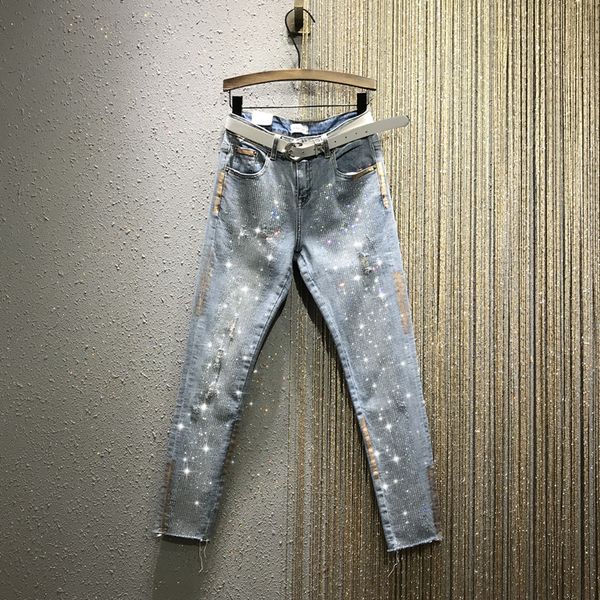 women jeans new rhinestone diamond gold tight thin ripped denim pencil pants female stretch slim fit jean pants jeans high waist, Blue
women jeans new rhinestone diamond gold tight thin ripped denim pencil pants female stretch slim fit jean pants jeans high waist, Blue