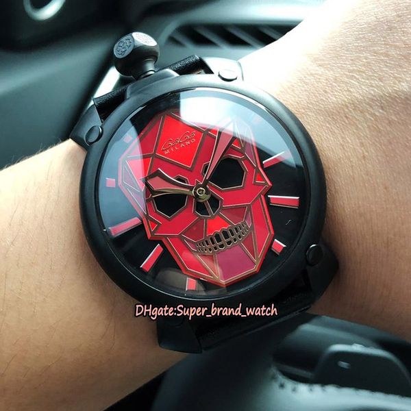 

5 цветов gaga milano neymar bionic skull black 5061 механический с ручным заводом красный циферблат черепа 5060.01s мужские часы с кожаным р, Slivery;brown