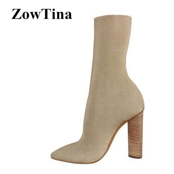 elastic short booties 9cm chunky high heel shoes woman pointed toe autumn boots knit sock botines mujer winter botas feminina, Black
elastic short booties 9cm chunky high heel shoes woman pointed toe autumn boots knit sock botines mujer winter botas feminina, Black
