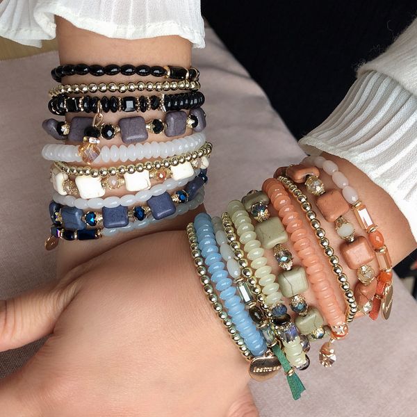 turquoise handmade beads crystal bracelet women's multi-layer elastic rope bracelet bracelet accessories, Black
turquoise handmade beads crystal bracelet women's multi-layer elastic rope bracelet bracelet accessories, Black