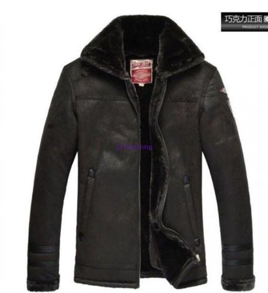 winter warm mens leather fur fleece bomber flight coats jackets outwears retro, Black
winter warm mens leather fur fleece bomber flight coats jackets outwears retro, Black