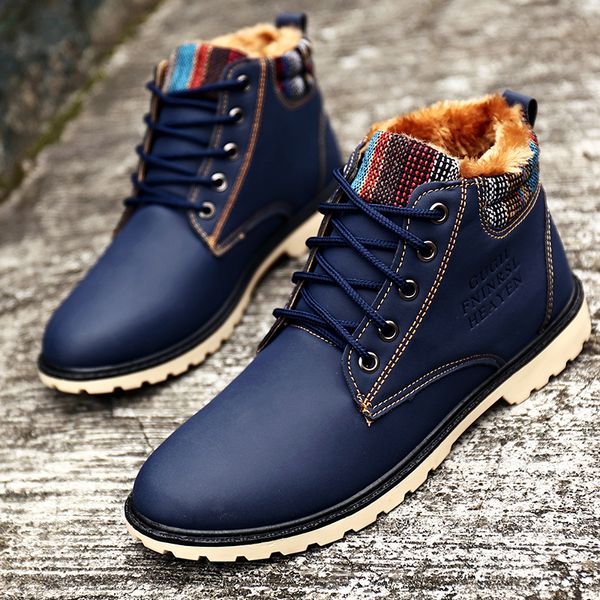 fur warm mens winter boots high waterproof male snow boots lace up blue leather mens ankle boots, Black
fur warm mens winter boots high waterproof male snow boots lace up blue leather mens ankle boots, Black