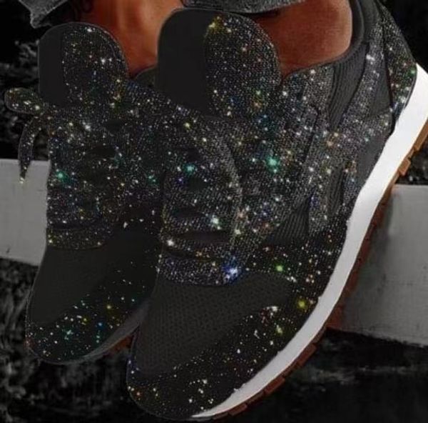 women low platform sneakers designer shoes lace-up running trainers with sequins fashion party wedding shoes size 35-43, Black
women low platform sneakers designer shoes lace-up running trainers with sequins fashion party wedding shoes size 35-43, Black