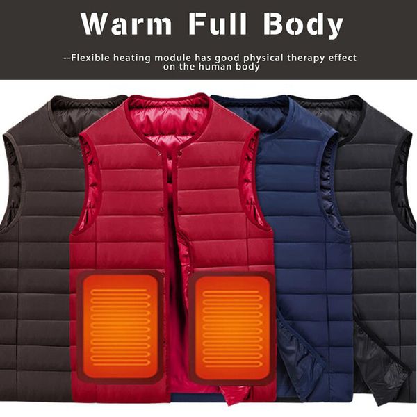 vogue advanced winter men's sleeveless smart usb electric heating warm down jacket male classic solid color coat high quality, Black
vogue advanced winter men's sleeveless smart usb electric heating warm down jacket male classic solid color coat high quality, Black