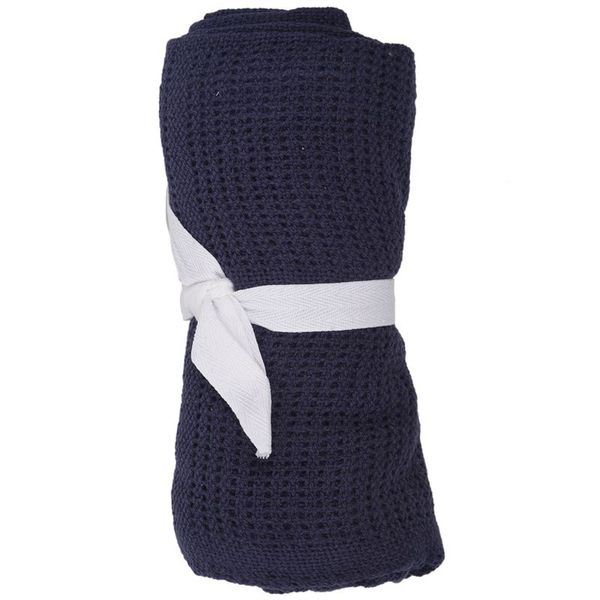 100% Cotton Baby Infant Cellular Soft Blanket Pram Cot Bed Mosses Basket Crib Color:dark Blue