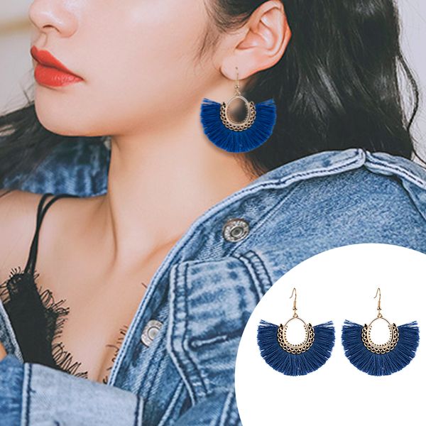 long drop dangle fringe earrings vintage women tassel blue earrings boho statement brand jewelry female accessories, Silver
long drop dangle fringe earrings vintage women tassel blue earrings boho statement brand jewelry female accessories, Silver