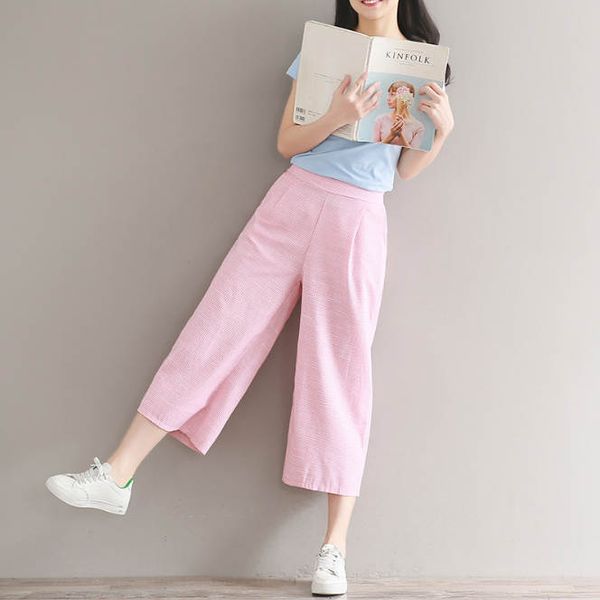 Summer Womens Designer Pants Casual Cotton Stripe Small and Fresh Seven Minutes Trousers for Women
Summer Womens Designer Pants Casual Cotton Stripe Small and Fresh Seven Minutes Trousers for Women