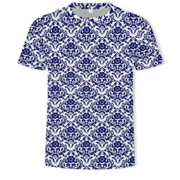 mens designer blue and white porcelain pattern 3d printed t-shirt round collar short sleeve, White;black
mens designer blue and white porcelain pattern 3d printed t-shirt round collar short sleeve, White;black