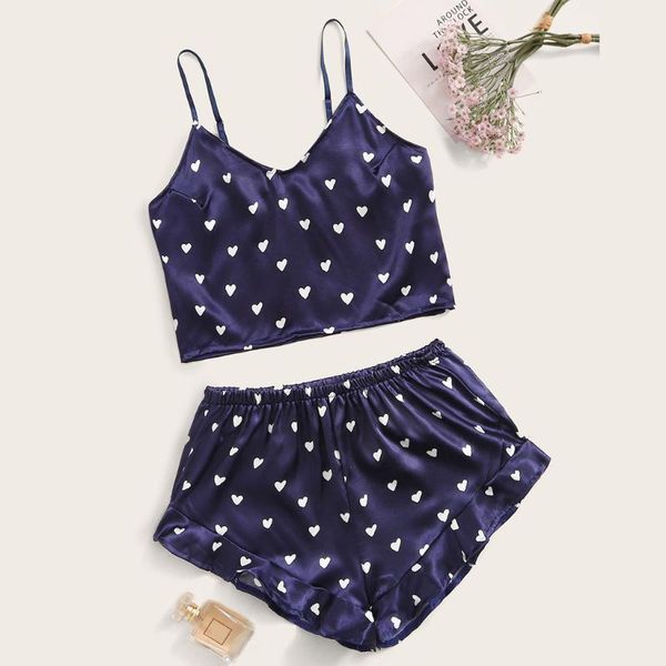 summer casual pajamas women silk satin camisole lingerie ruffled flounce shorts pijama sets heart printed sleepwear pajama, Black;red
summer casual pajamas women silk satin camisole lingerie ruffled flounce shorts pijama sets heart printed sleepwear pajama, Black;red