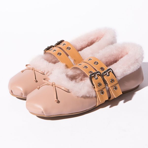 women's real leather metal buckle slip-on ballet flats leisure soft comfort wool winter warm bellerians casual moccasins shoes, Black
women's real leather metal buckle slip-on ballet flats leisure soft comfort wool winter warm bellerians casual moccasins shoes, Black