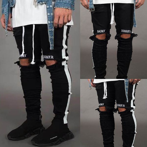 europe and america cross-border new side webbing hole small feet pants male trousers, Black
europe and america cross-border new side webbing hole small feet pants male trousers, Black