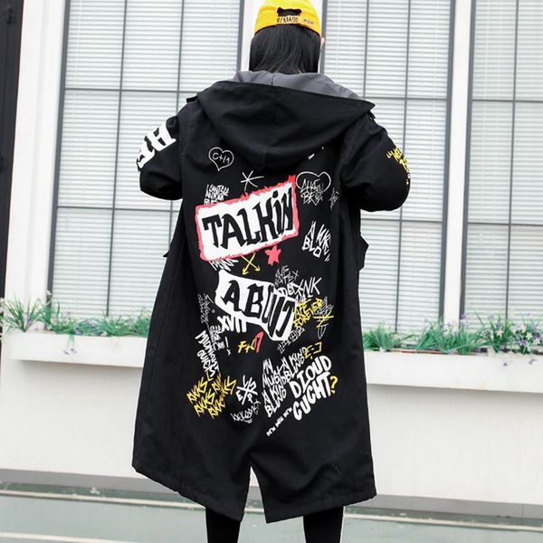 2019 fashion the new loose hooded printing graffiti windbreaker ing, Tan;black
2019 fashion the new loose hooded printing graffiti windbreaker ing, Tan;black