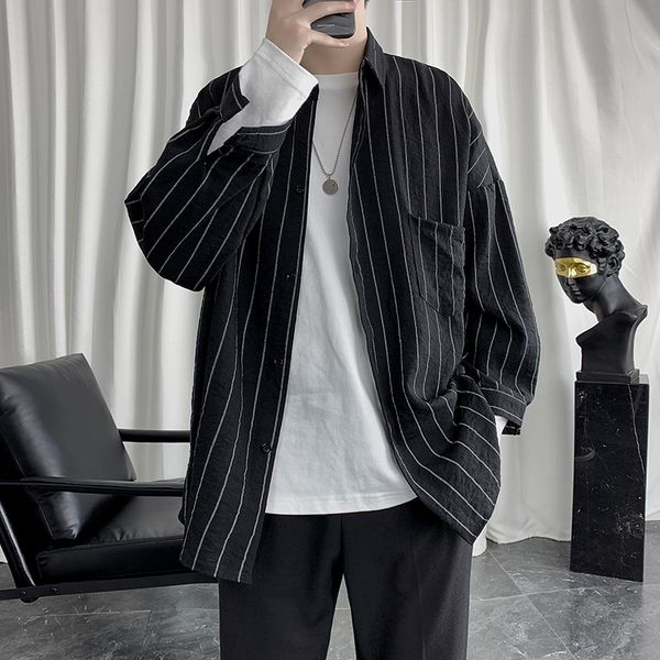 dress shirt men's fashion striped shirt business casual society men streetwear wild loose long-sleeved men -5xl, White;black
dress shirt men's fashion striped shirt business casual society men streetwear wild loose long-sleeved men -5xl, White;black