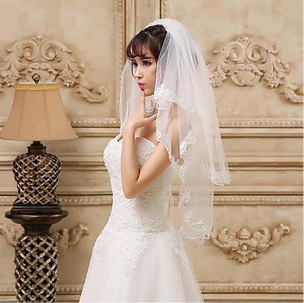 nice-looking two-layer lace applique edge waist length white ivory wedding veil meidingqianna brand bridal veil with an alloy comb, Black
nice-looking two-layer lace applique edge waist length white ivory wedding veil meidingqianna brand bridal veil with an alloy comb, Black