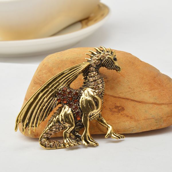 fashion mens antique gold punk pterosaur shape crystal rhinestone brooch pin gift, Gray
fashion mens antique gold punk pterosaur shape crystal rhinestone brooch pin gift, Gray