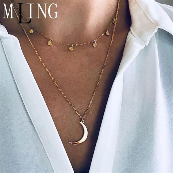 mling vintage moon sequin pendant necklace for women charm double layer choker necklace fashion jewelry, Silver
mling vintage moon sequin pendant necklace for women charm double layer choker necklace fashion jewelry, Silver