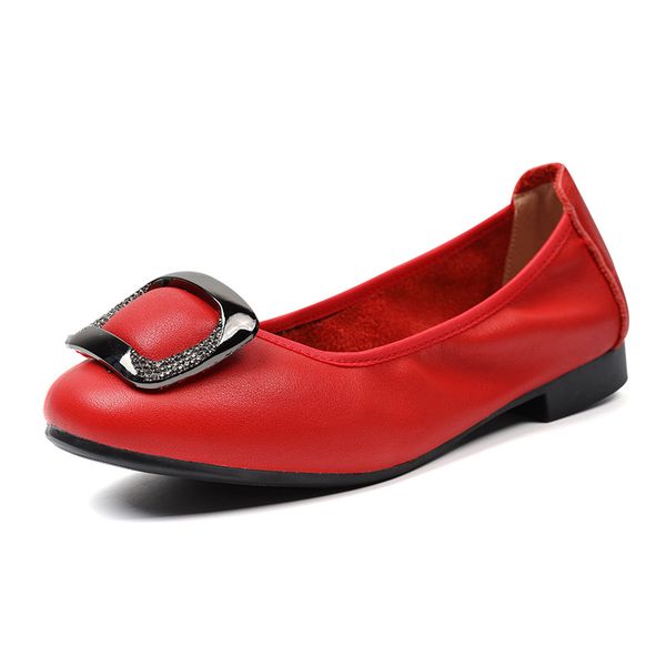 lady metal buckle foldable ballet flat shoes genuine leather cowskin red casual slip on soft comfortable women footwear, Black
lady metal buckle foldable ballet flat shoes genuine leather cowskin red casual slip on soft comfortable women footwear, Black