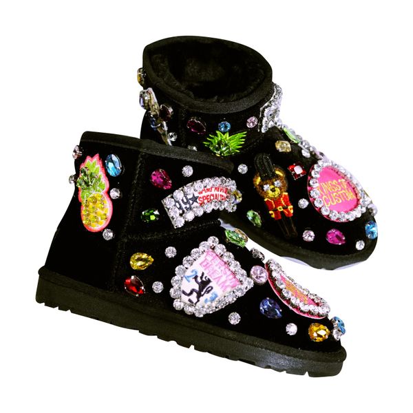 cow suede winter shoes woman shiny crystals warm fur flat snow boots 2018 handmade bling rhinestones ankle boots women big size, Black
cow suede winter shoes woman shiny crystals warm fur flat snow boots 2018 handmade bling rhinestones ankle boots women big size, Black