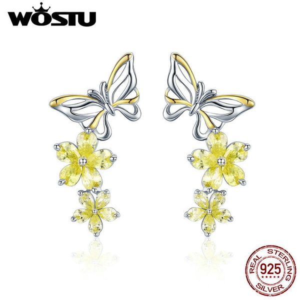 wostu 925 sterling silver dangle earrings decorative butterflies flower golden cz drop earrings for women shine jewelry cte064
wostu 925 sterling silver dangle earrings decorative butterflies flower golden cz drop earrings for women shine jewelry cte064