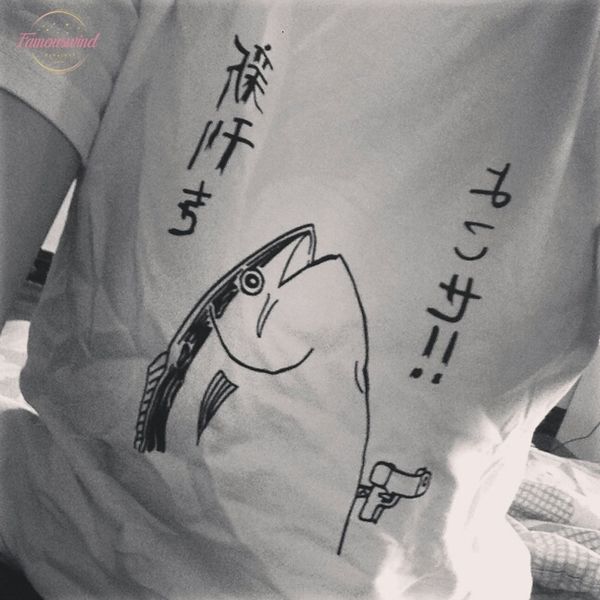 new summer fashion cute basic fish pattern japanese style halajuku wild funny short sleeve o neck women white t shirt
new summer fashion cute basic fish pattern japanese style halajuku wild funny short sleeve o neck women white t shirt
