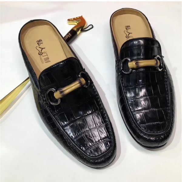 business casual style authentic real crocodile belly skin men's chic slippers shoes genuine alligator leather male black sandals
business casual style authentic real crocodile belly skin men's chic slippers shoes genuine alligator leather male black sandals