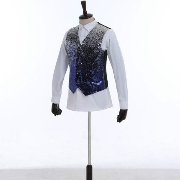 european and american style spot a generation of men's sequins custom vest 2019 new host costumes, Black;white
european and american style spot a generation of men's sequins custom vest 2019 new host costumes, Black;white