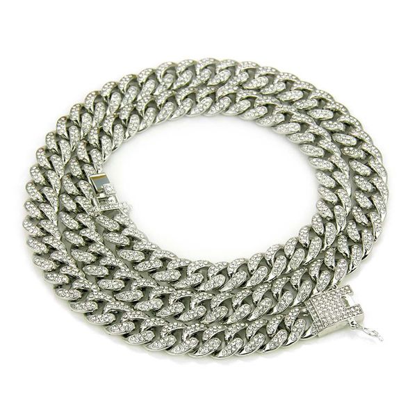 hip hop full rhinestones iced out miami curb cuban chain necklace 50-75cm length gold paved cz bling necklaces for men jewelry, Silver
hip hop full rhinestones iced out miami curb cuban chain necklace 50-75cm length gold paved cz bling necklaces for men jewelry, Silver