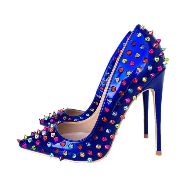 2019s wedding women fashion spikes blue patent leather poined toes high heeled heels shoes stiletto heel shoes pump 120mm 10cm, Black
2019s wedding women fashion spikes blue patent leather poined toes high heeled heels shoes stiletto heel shoes pump 120mm 10cm, Black