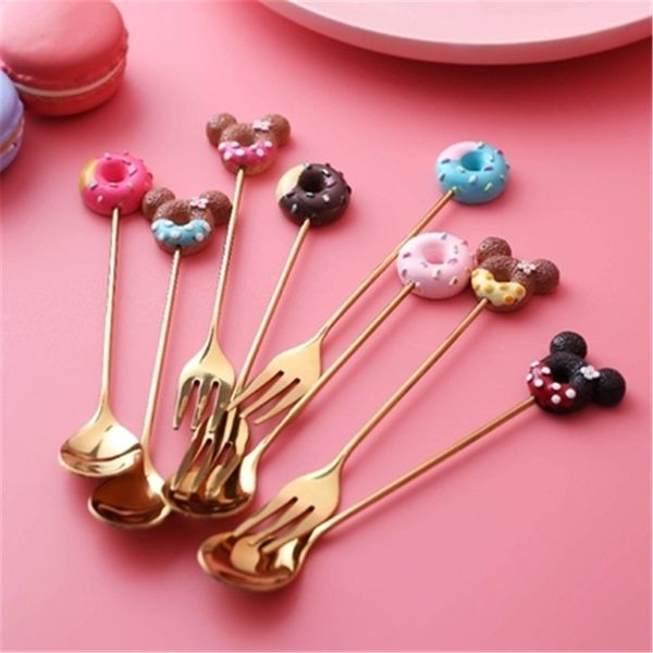 golden 304 stainless steel mickey dounts spoon fork coffee dessert tea ice cream spoons forks stirring cute cartoon teaspoon
golden 304 stainless steel mickey dounts spoon fork coffee dessert tea ice cream spoons forks stirring cute cartoon teaspoon