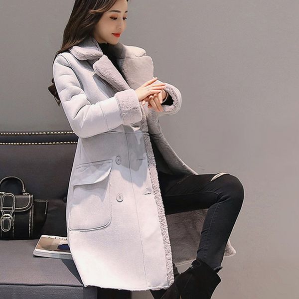 winter women's suede fur lamb long coats double breasted trench female thick warmly overcoat ladies faux sheepskin windbreakers, Black
winter women's suede fur lamb long coats double breasted trench female thick warmly overcoat ladies faux sheepskin windbreakers, Black
