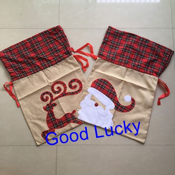 50pcs/lot 2 styles in stock latest style personalized cute jute plaid santa sack for christmas
50pcs/lot 2 styles in stock latest style personalized cute jute plaid santa sack for christmas