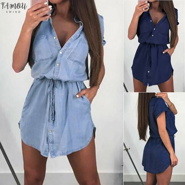 2020 new women faux denim dress high waist lace up cowboy dress summer ladies style loose shirt dress casual faux jeans dresses, Black;gray
2020 new women faux denim dress high waist lace up cowboy dress summer ladies style loose shirt dress casual faux jeans dresses, Black;gray