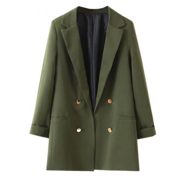 autumn women chic stylish blazer double breasted pockets long sleeve office wear coats female solid chic outerwear t395, White;black
autumn women chic stylish blazer double breasted pockets long sleeve office wear coats female solid chic outerwear t395, White;black