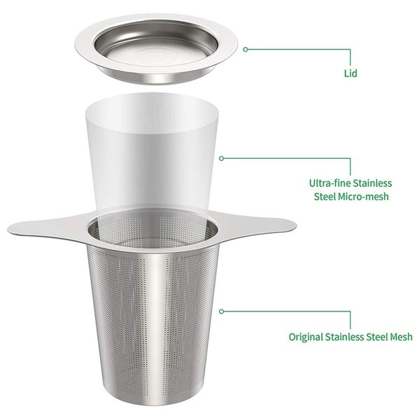 css tea infuser, of 2 long-handled stainless steel tea filter with lid and double handles large capacity for loose leaf grain te tea straine
css tea infuser, of 2 long-handled stainless steel tea filter with lid and double handles large capacity for loose leaf grain te tea straine