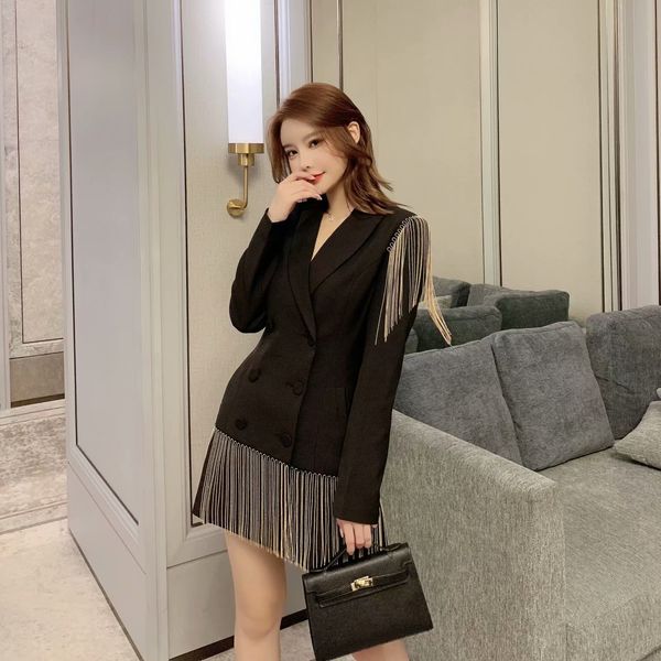 professional women's suit large size casual metal chains black ladies jacket trendy office blazer tassel lt681s30, White;black
professional women's suit large size casual metal chains black ladies jacket trendy office blazer tassel lt681s30, White;black