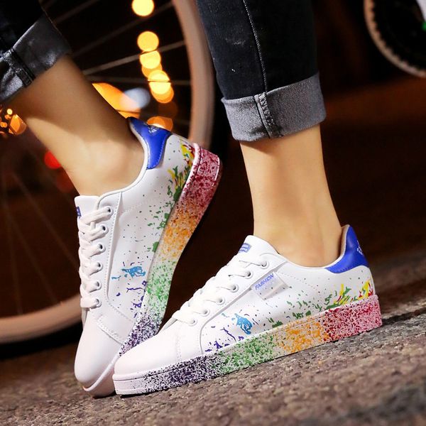 spring women flat sneakers shoes lace-up graffiti vulcanized shoes platform female pu flats fashion ladies walking, Black
spring women flat sneakers shoes lace-up graffiti vulcanized shoes platform female pu flats fashion ladies walking, Black