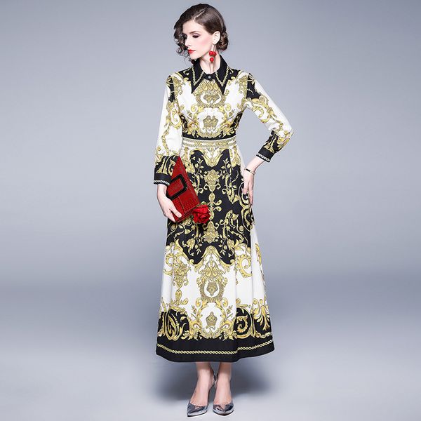 2020 new high waist position retro print long-sleeve women's dress designer stripe gold floral print female dress ladies slim casual dr, Black;pink
2020 new high waist position retro print long-sleeve women's dress designer stripe gold floral print female dress ladies slim casual dr, Black;pink