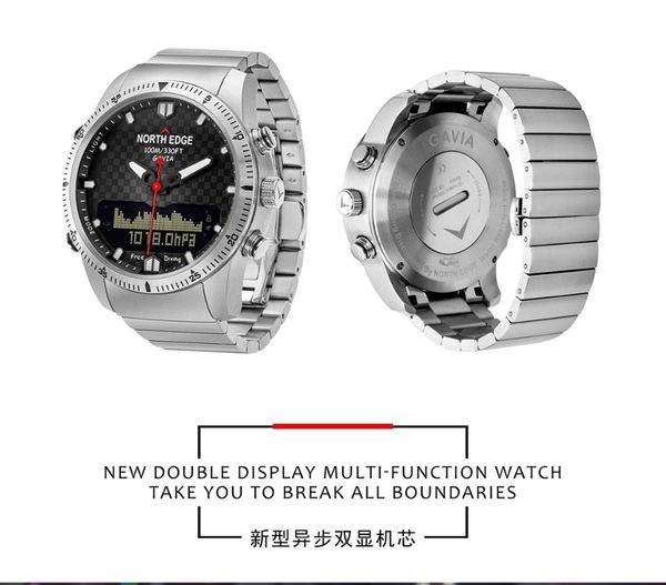 north edge sports intelligent business watch height pressure depth diving watch dual display multifunctional, Slivery;brown
north edge sports intelligent business watch height pressure depth diving watch dual display multifunctional, Slivery;brown