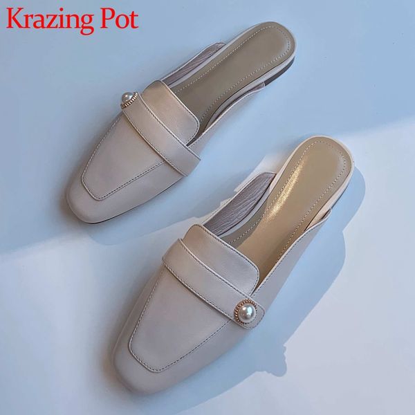 krazing pot outside slipper full grain leather square toe low heel pearl korean street style young lady daily shoes l52, Black
krazing pot outside slipper full grain leather square toe low heel pearl korean street style young lady daily shoes l52, Black