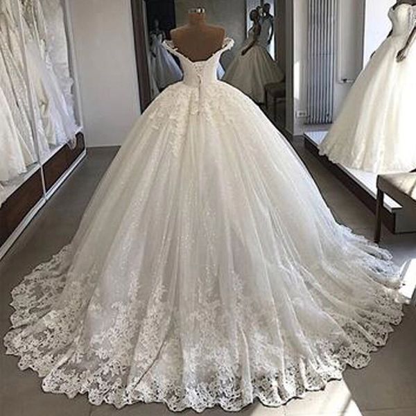 ball gown princess wedding dresses appliqued lace off shoulder sparkly sequins corset back bridal gowns gorgeous luxury, White
ball gown princess wedding dresses appliqued lace off shoulder sparkly sequins corset back bridal gowns gorgeous luxury, White