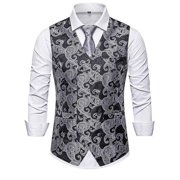 mens black paisley double breasted suit vest 2020 brand slim fit wedding tuxedo vest waistcoat men business formal dress vests, Black;white
mens black paisley double breasted suit vest 2020 brand slim fit wedding tuxedo vest waistcoat men business formal dress vests, Black;white