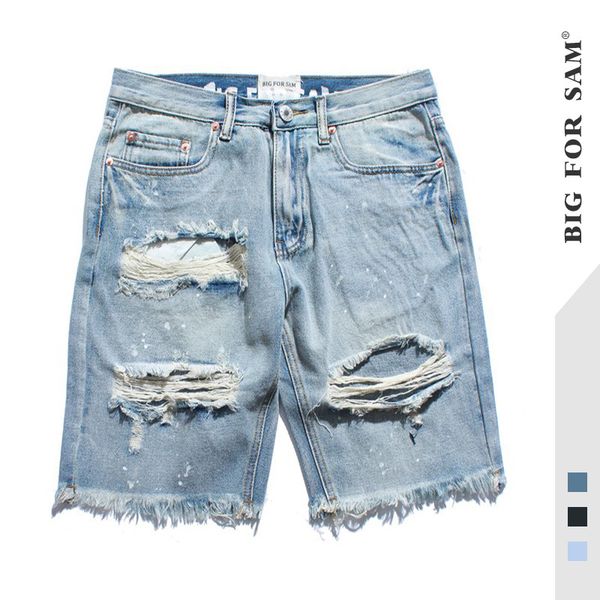 2020 summer new high street wash and scrape beggar pants men's shorts hole jeans men's straight tube wear, Blue
2020 summer new high street wash and scrape beggar pants men's shorts hole jeans men's straight tube wear, Blue